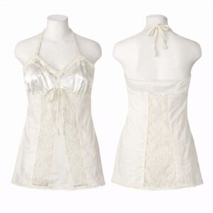 City Streets Women's White Lace Halter Cami Top Size 6 Vintage Y2K